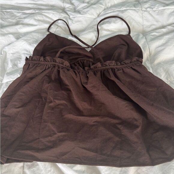 Primark Brown Babydoll Tank Top XS – Criss-Cross Back - Picture 5 of 10